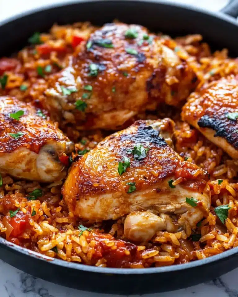 One Pan Tomato Basil Chicken and Rice Recipe