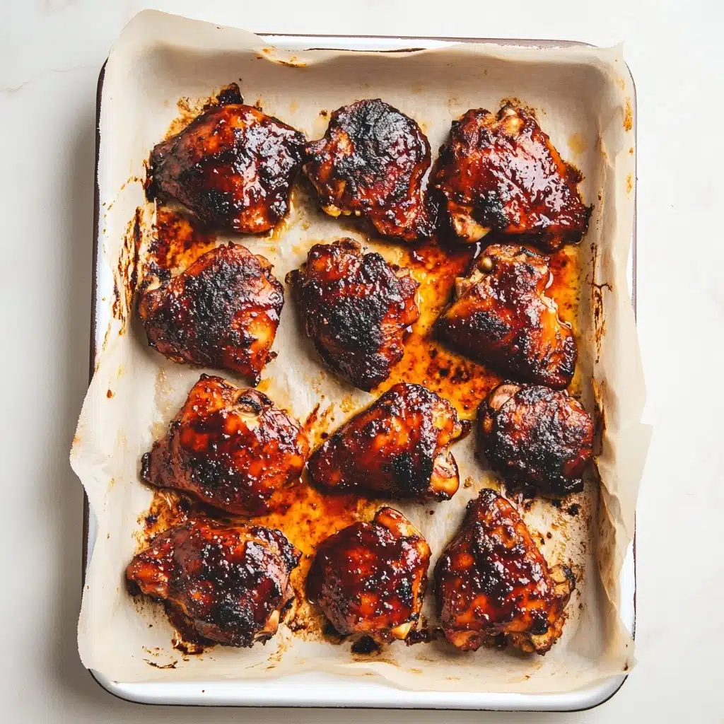 Caramelized BBQ Chicken Thighs in the Oven, oven BBQ chicken, easy baked BBQ chicken, flavorful chicken thigh recipes, smoky sweet chicken dinner