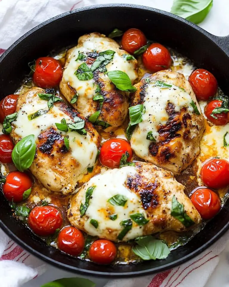 One Pan Balsamic Chicken with Tomato Mozzarella Recipe