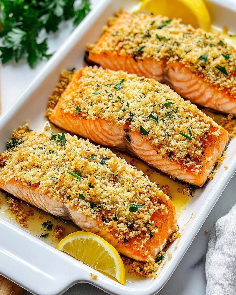 Honey Mustard Baked Salmon with Panko Crust Recipe - Recipe Image