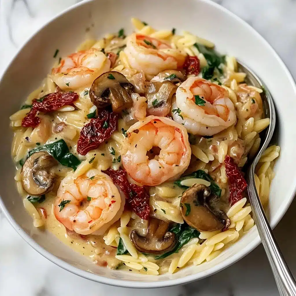 Garlic Orzo Tuscan Shrimp Recipe - Recipe Image