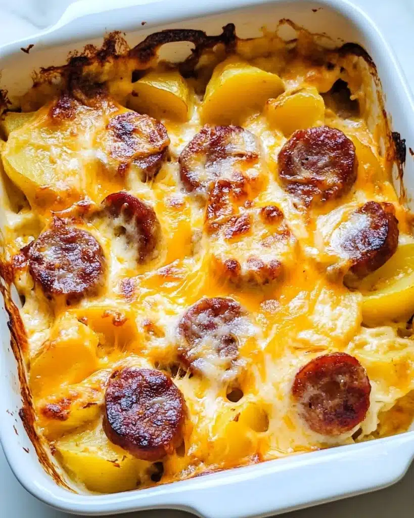 Cheesy Potatoes with Smoked Sausage Recipe