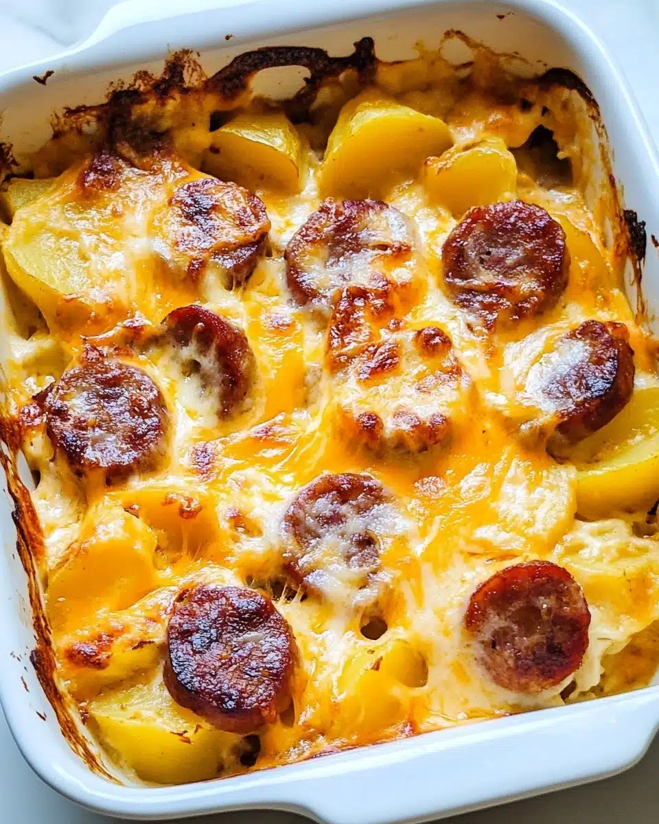 Cheesy Potatoes with Smoked Sausage Recipe