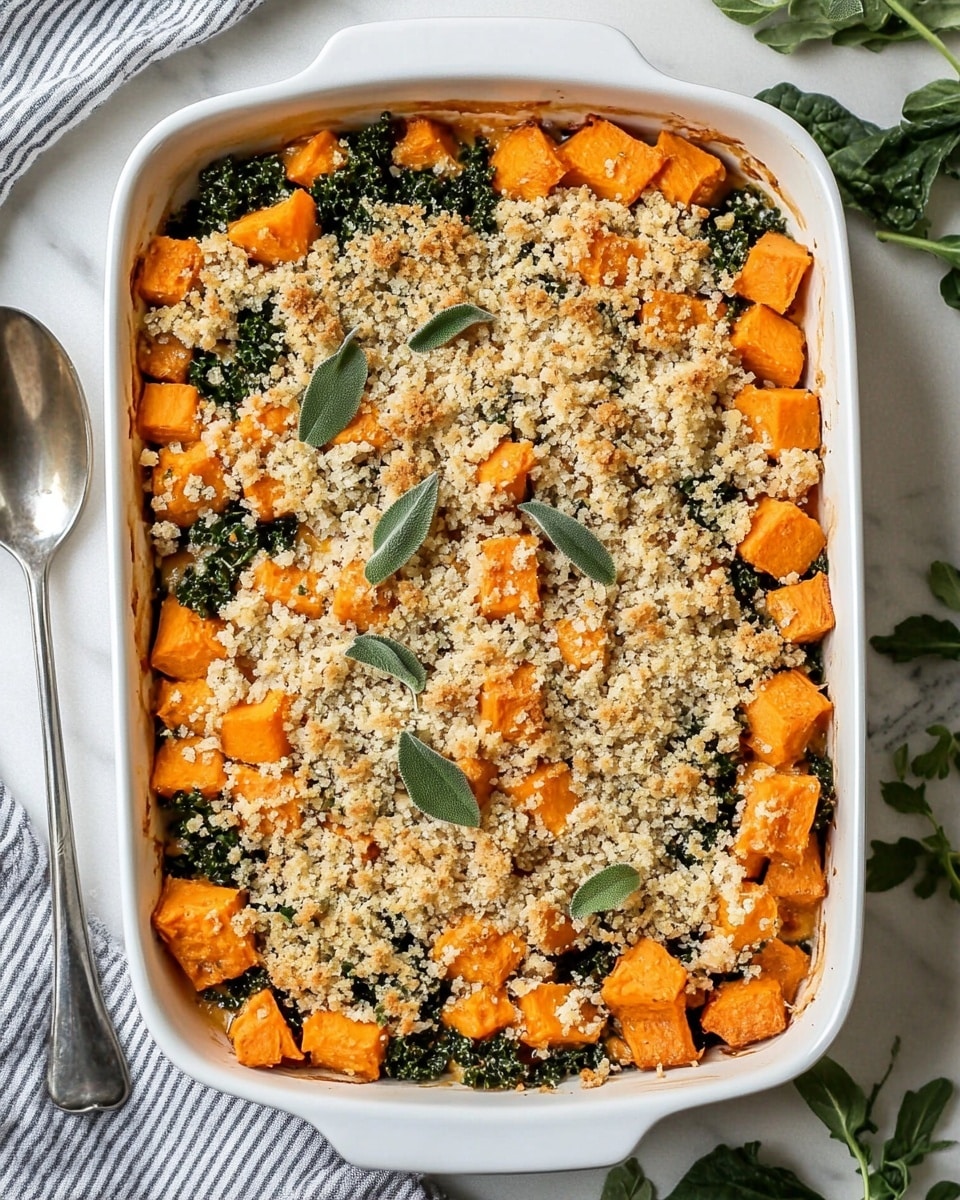 Butternut Squash and Kale Casserole with Parmesan and Sage, roasted butternut squash casserole, healthy vegetable casserole, cozy fall comfort food, Mediterranean-inspired vegetable bake