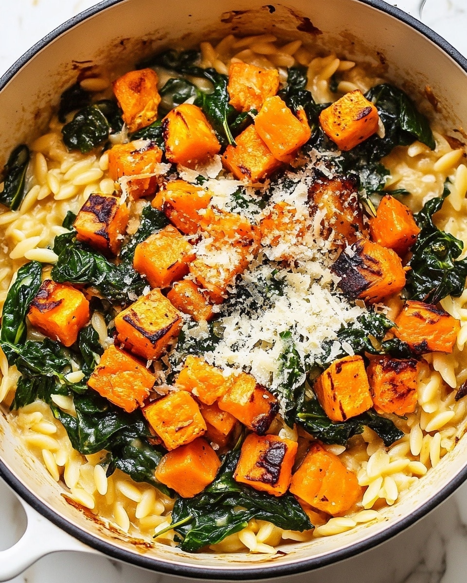 Creamy Roasted Butternut Squash and Kale Orzo Pasta Recipe - Recipe Image