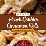 Peach Cobbler Cinnamon Rolls with Crumb Topping Recipe