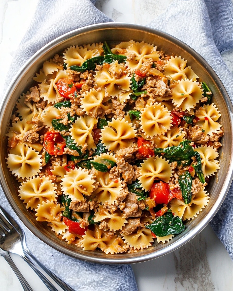 Tomato Spinach Sausage Pasta Recipe - Recipe Image