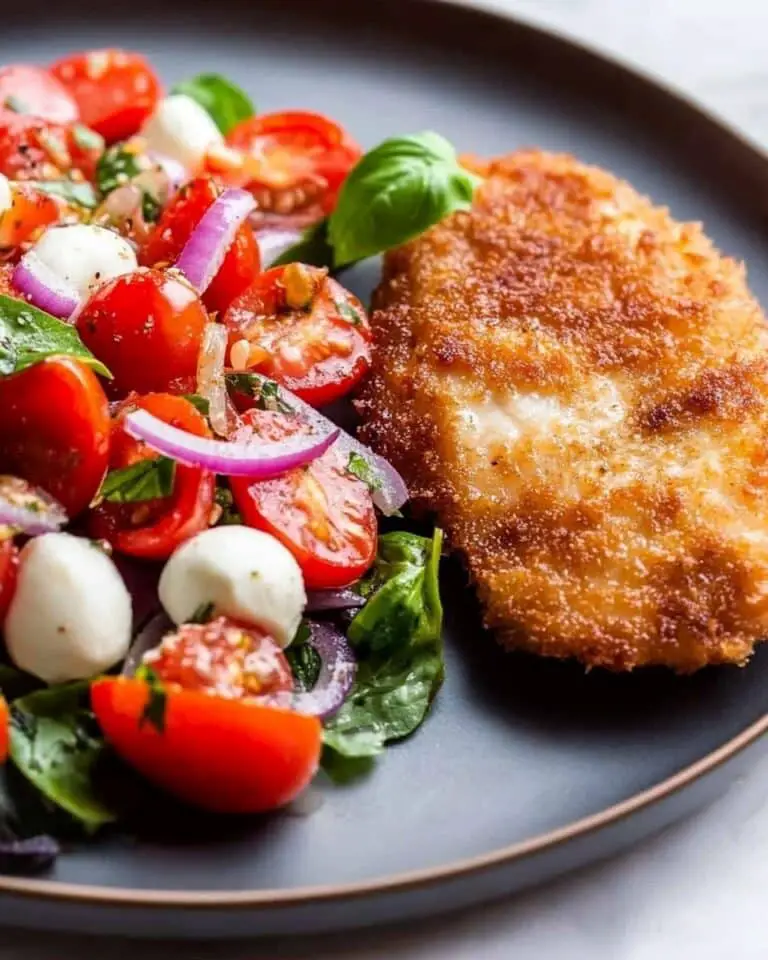 Chicken Milanese with Tomato, Mozzarella, and Basil Salad Recipe