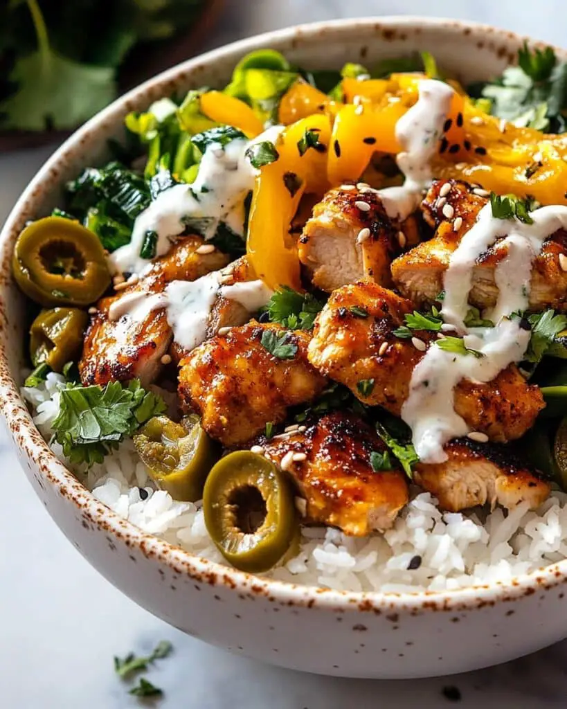 Greek Chicken Bowls with Creamy Tahini Feta Sauce Recipe