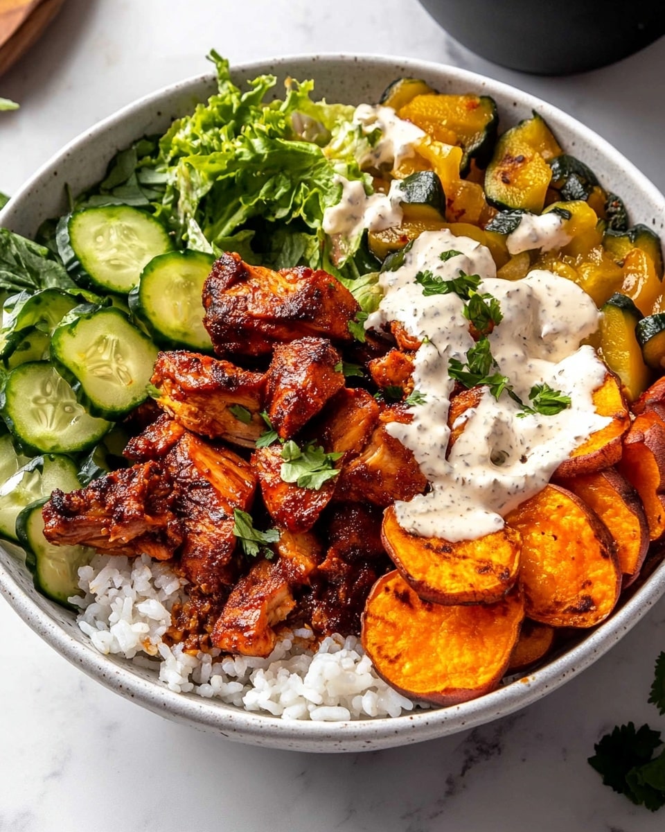 Sheet Pan Chicken Tzatziki with Sweet Potatoes and Herb Tahini Sauce Recipe - Recipe Image