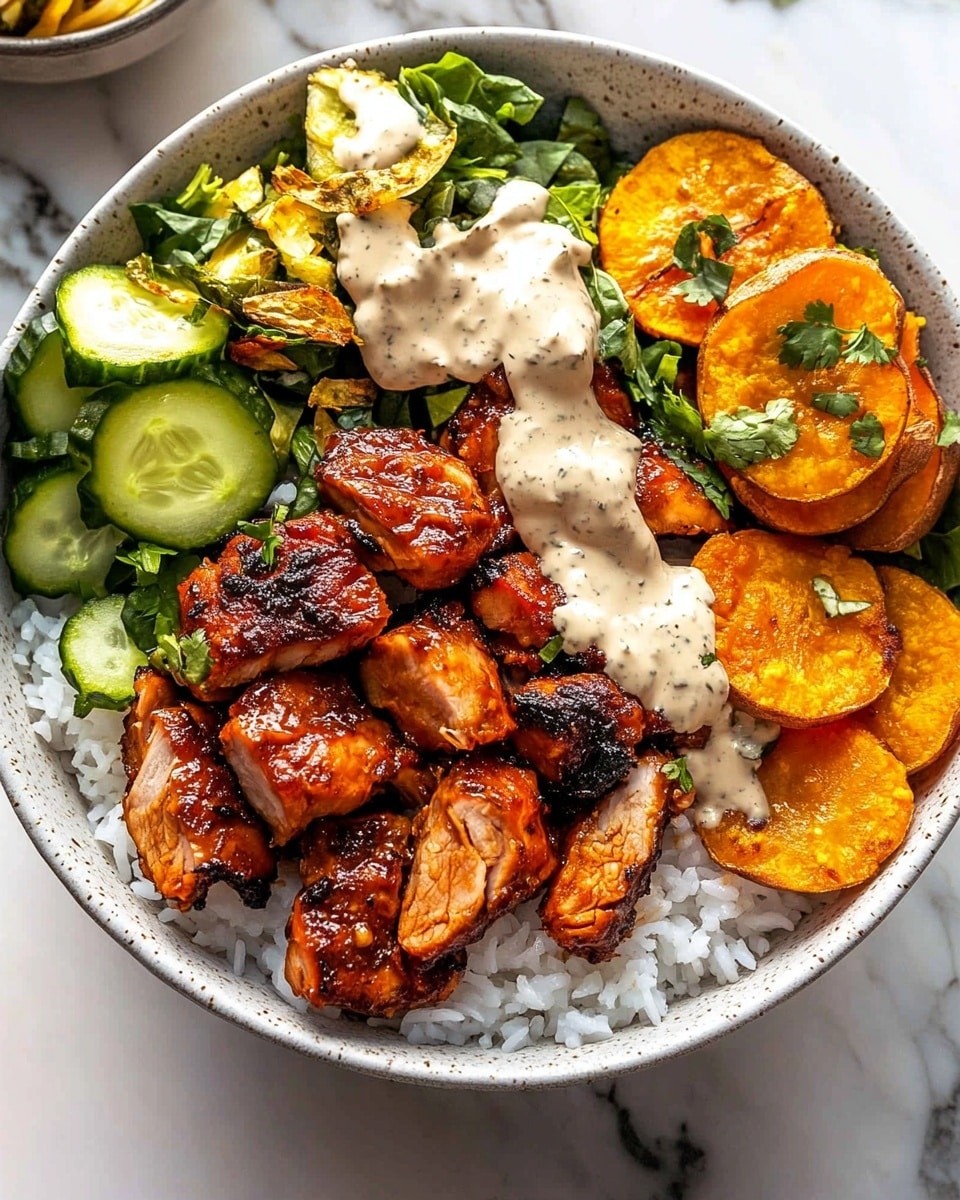 Sheet Pan Chicken Tzatziki with Sweet Potatoes and Herb Tahini Sauce Recipe - Recipe Image