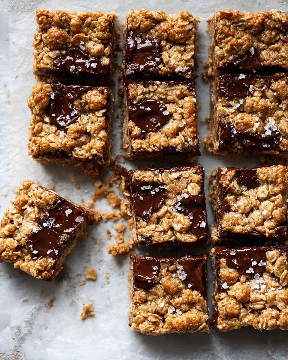 Healthier Dark Chocolate Chunk Oatmeal Cookie Bars Recipe - Recipe Image