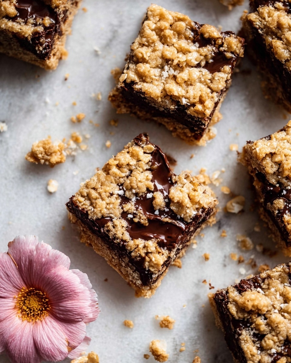 Healthier Dark Chocolate Chunk Oatmeal Cookie Bars Recipe - Recipe Image