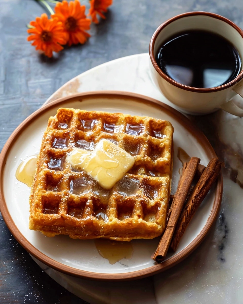 Cider Pumpkin Waffles with Salted Maple Butter Recipe - Recipe Image