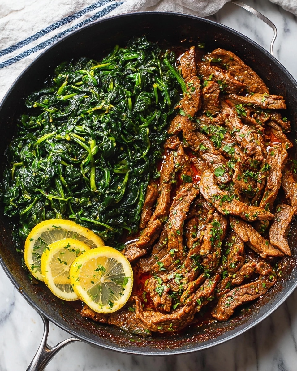 Lemon Garlic Butter Steak with Spinach Recipe - Recipe Image