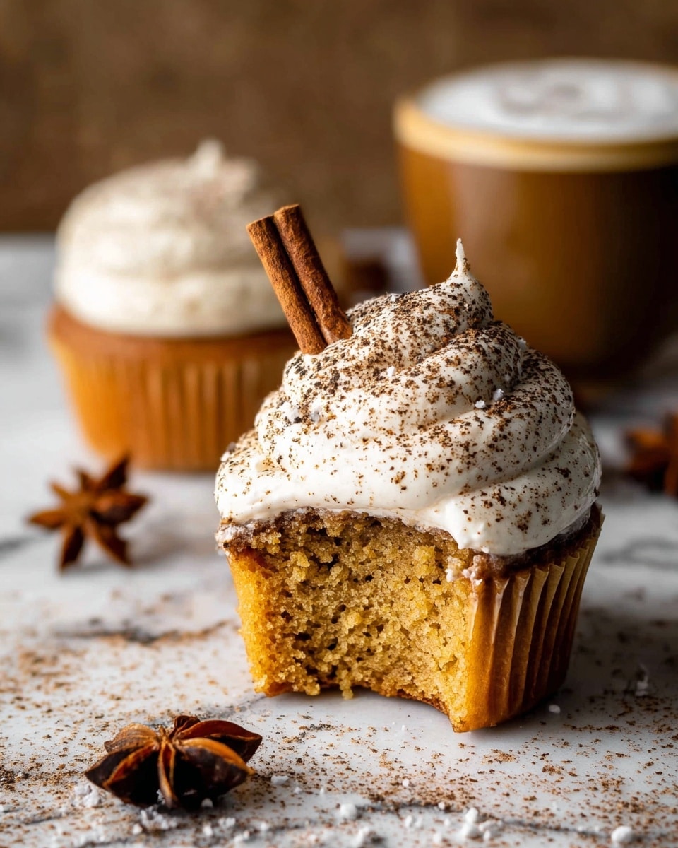 Vanilla Chai Pumpkin Latte Cupcakes with Cinnamon Brown Sugar Frosting Recipe - Recipe Image