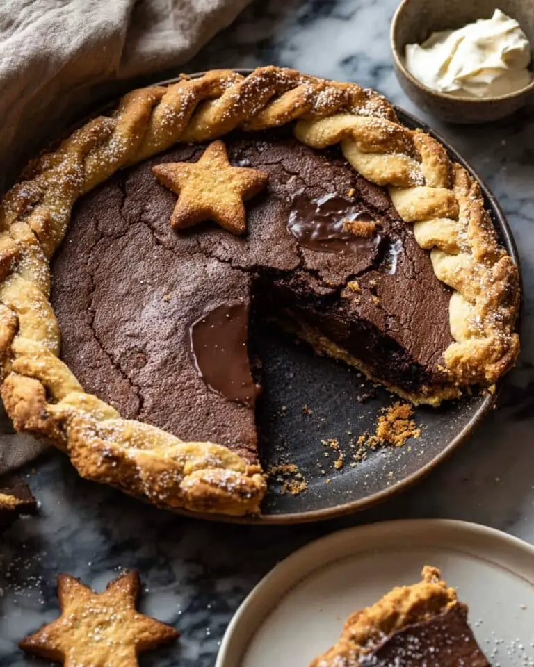 Molten Chocolate Crackle Pie with Hazelnut Whipped Cream Recipe