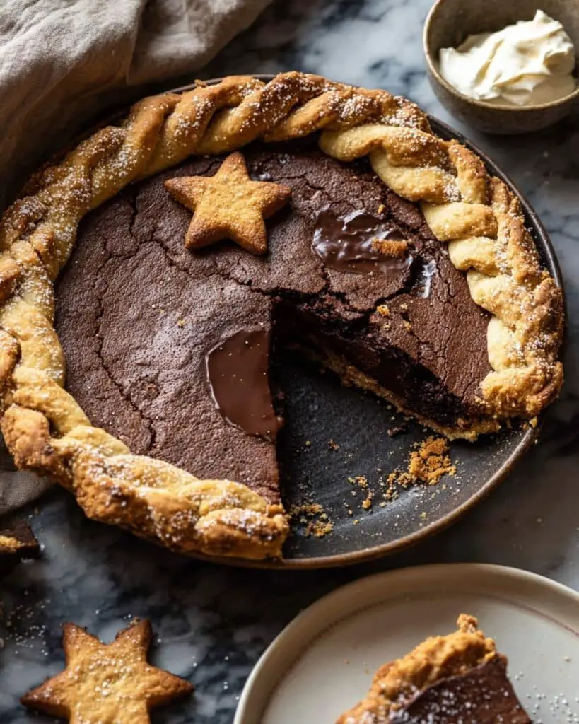 Molten Chocolate Crackle Pie with Hazelnut Whipped Cream Recipe