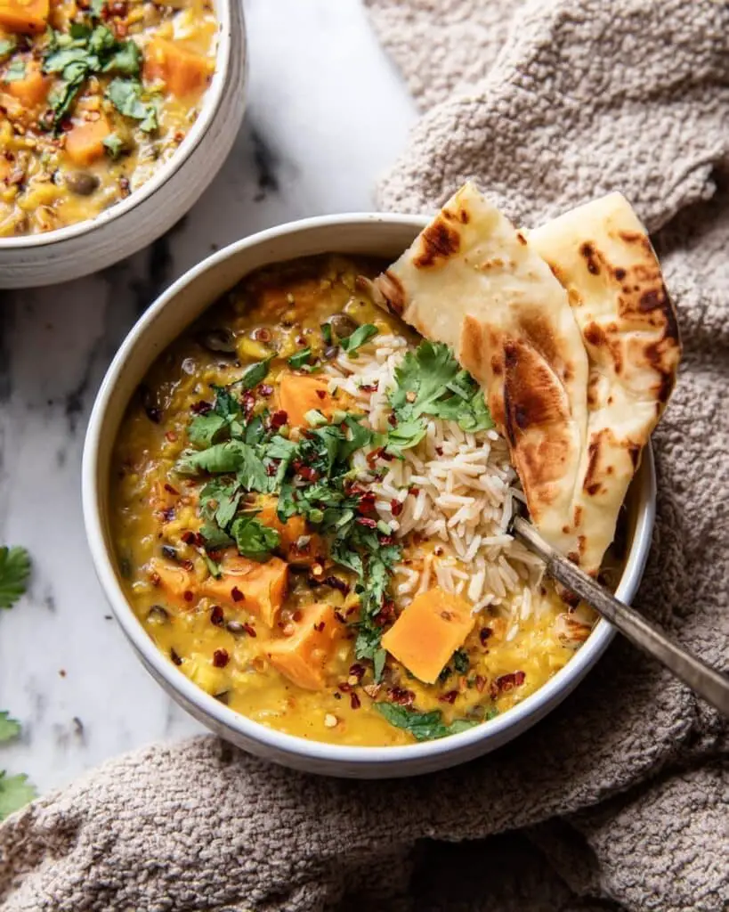Coconut Sweet Potato Lentil Soup with Rice Recipe