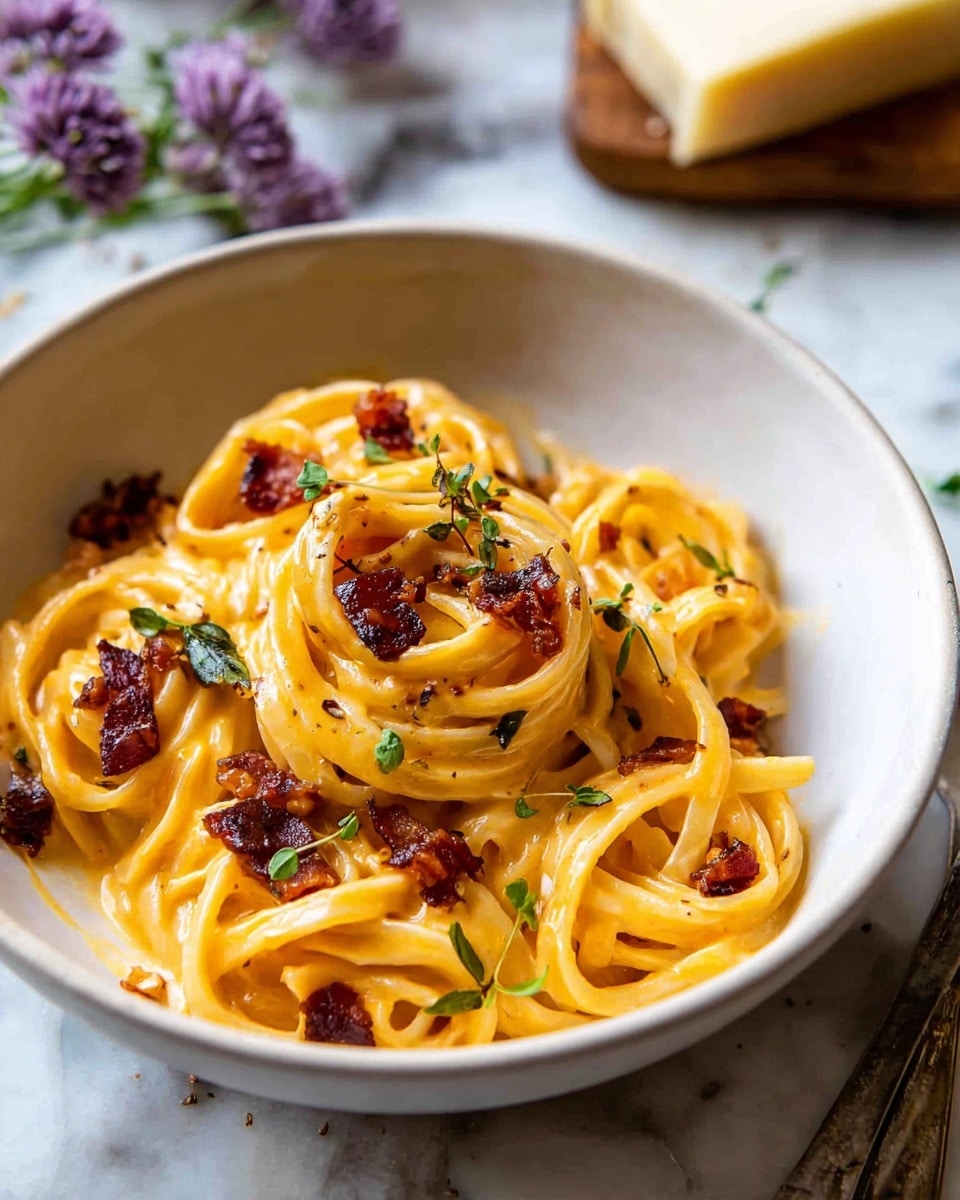 Butternut Squash Pasta Carbonara with Rosemary Bacon Recipe - Recipe Image