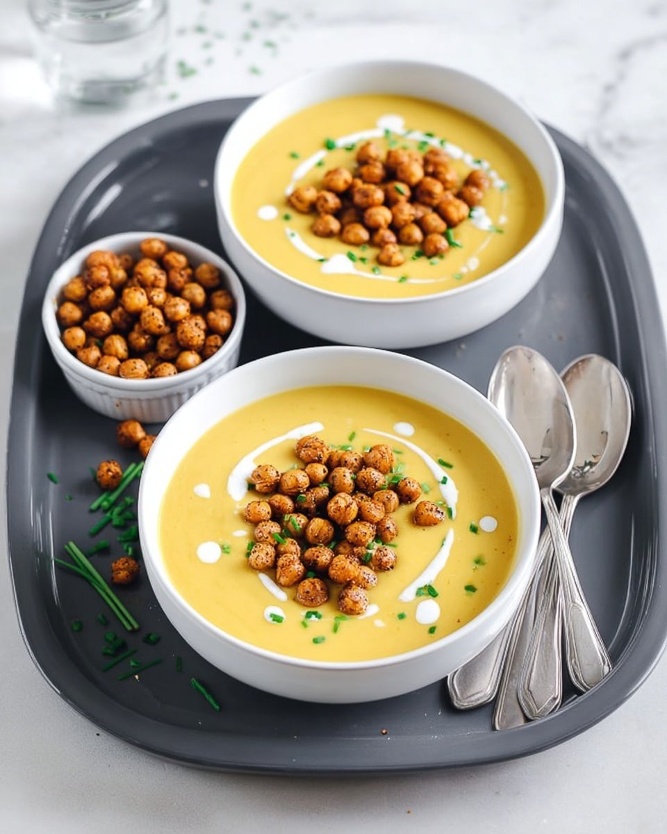Smoked Gruyère Butternut Squash Soup with Spicy Chickpeas Recipe - Recipe Image