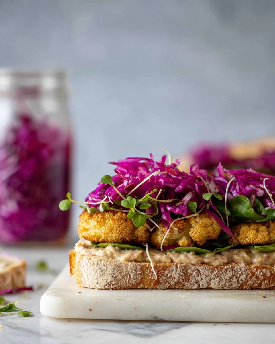 Cauliflower Schnitzel Sandwiches with Pickled Cabbage and Caramelized Onion Mayo Recipe - Recipe Image