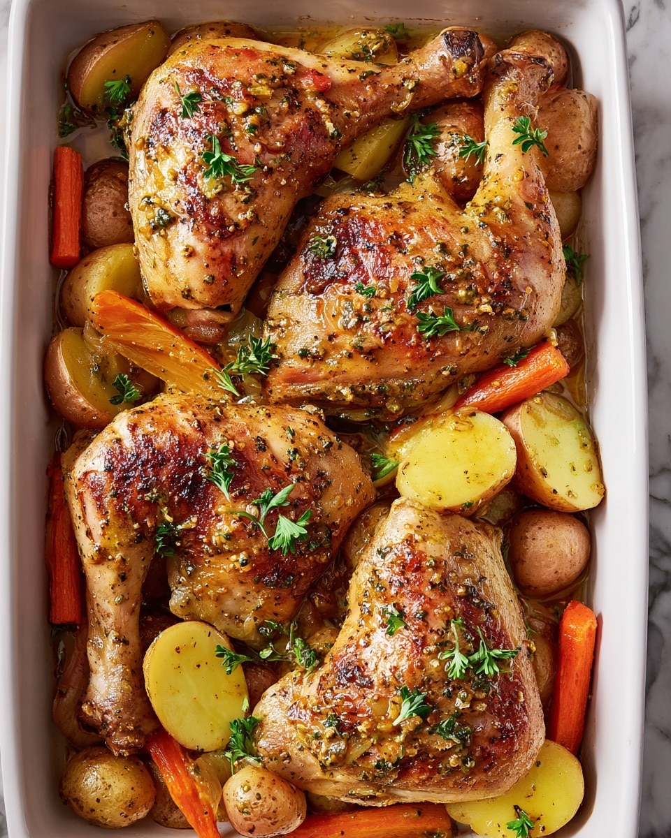 Maple-Mustard Glazed Chicken with Roasted Potatoes and Carrots Recipe - Recipe Image