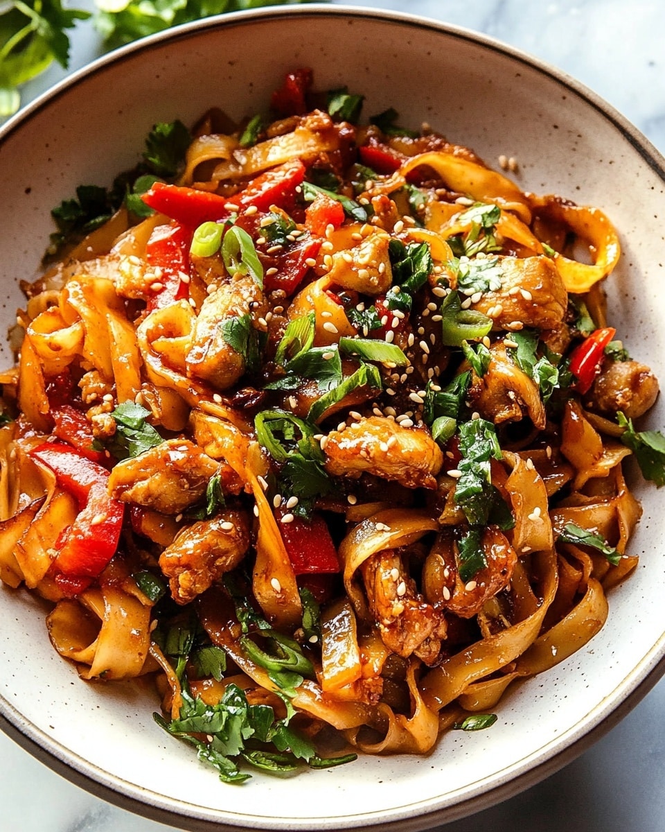 Crispy Garlic Chicken Drunken Noodles Recipe - Recipe Image