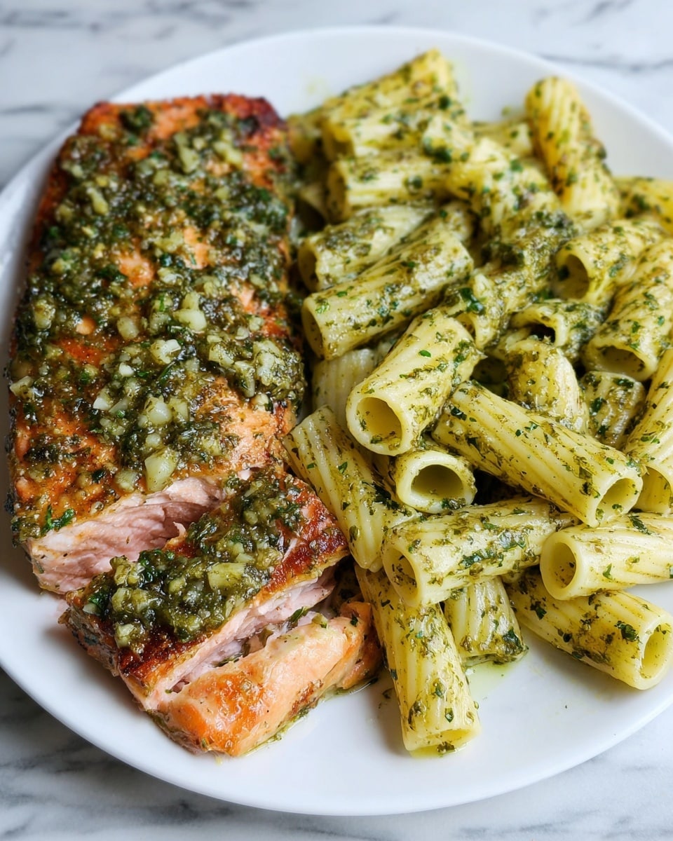 Salmon with Pesto Butter Recipe - Recipe Image