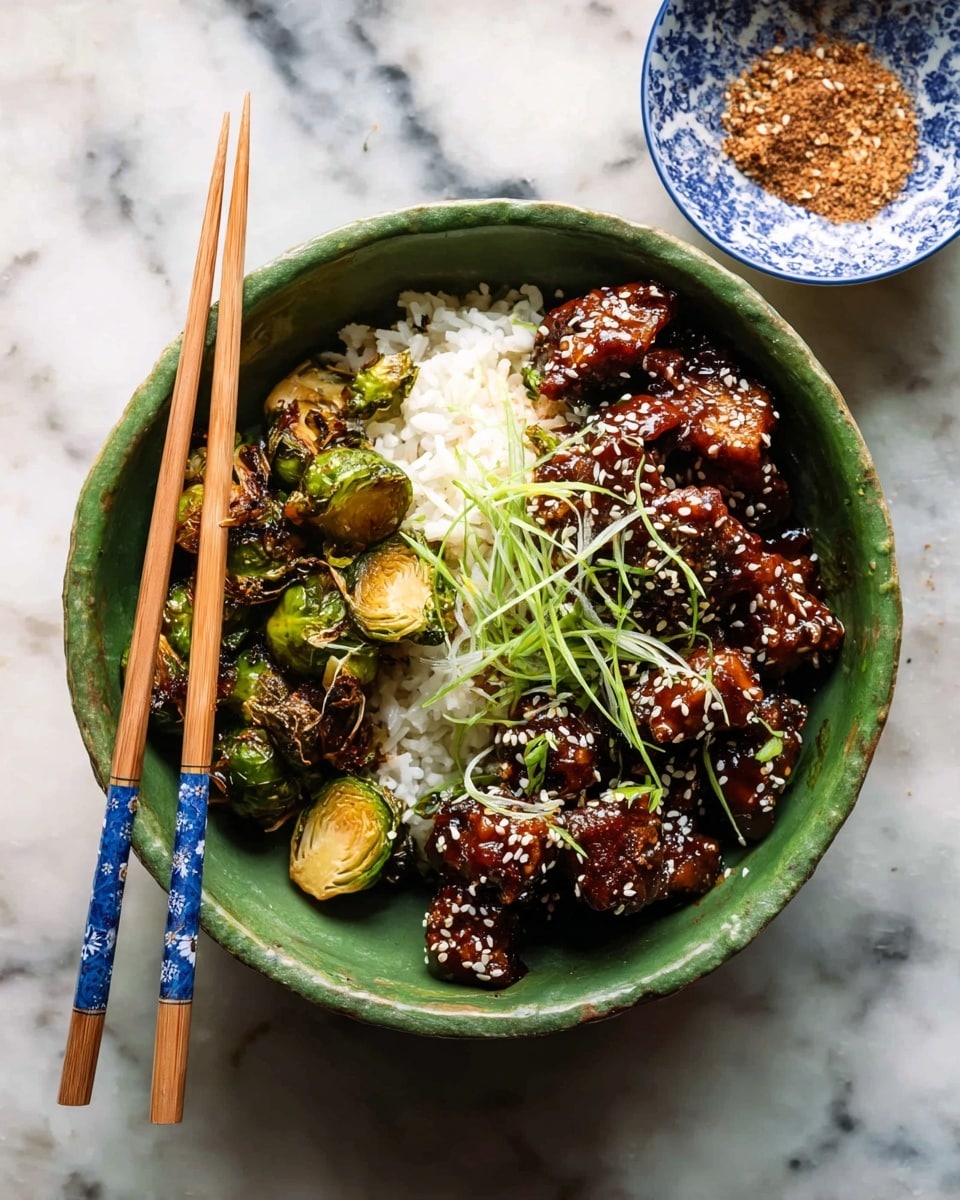 Sheet Pan Sticky Ginger Sesame Chicken and Crispy Brussels Sprouts Recipe - Recipe Image