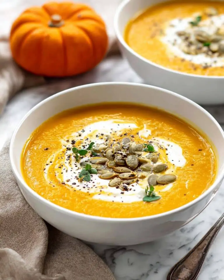 Creamy Roasted Pumpkin Soup with Apples and Spices Recipe