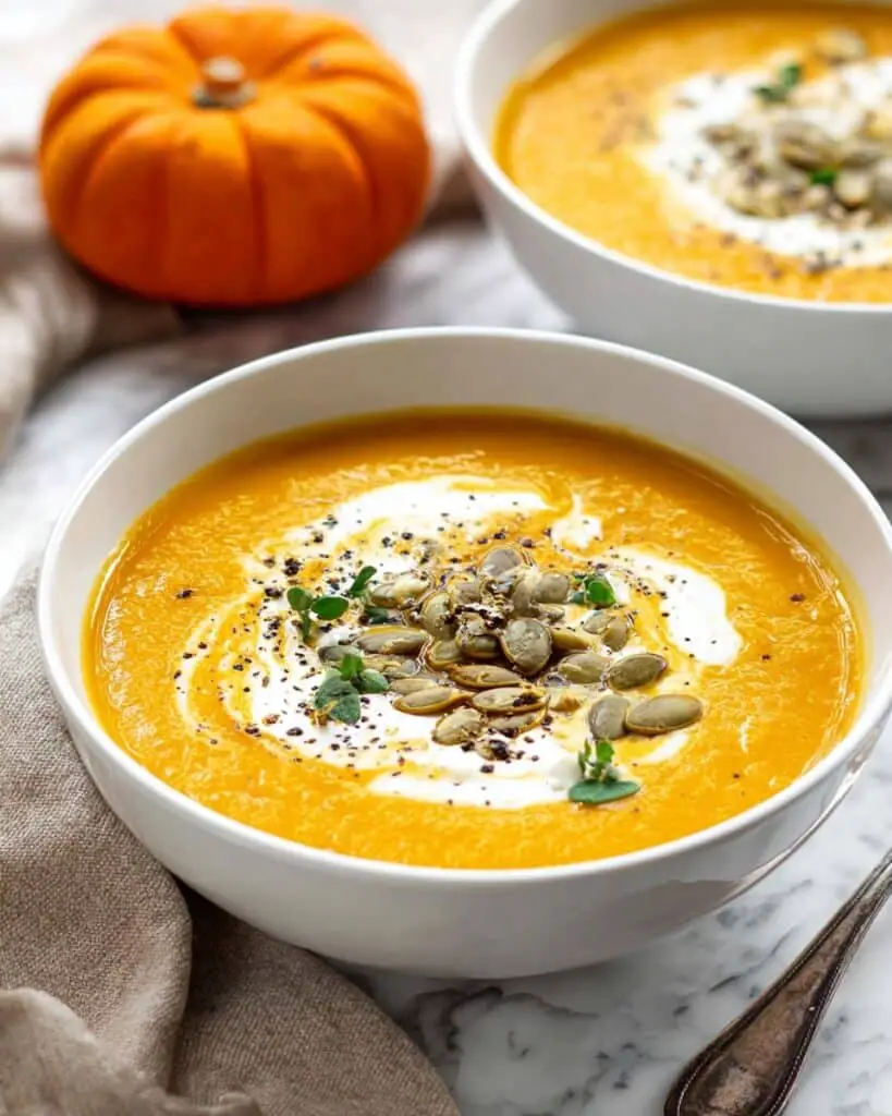 Creamy Roasted Pumpkin Soup with Apples and Spices Recipe