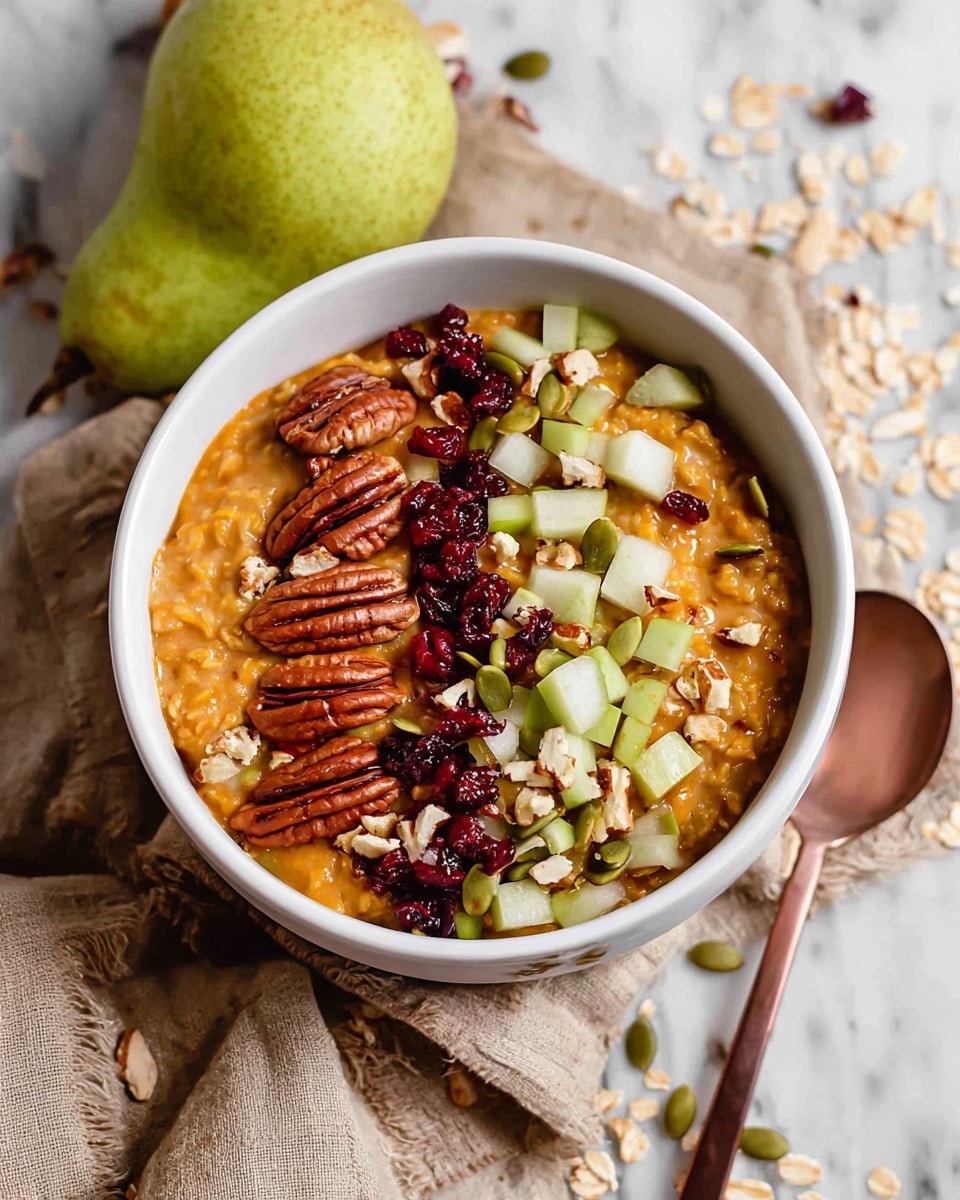 Slow Cooker Pumpkin Oatmeal with Pears and Spices Recipe - Recipe Image