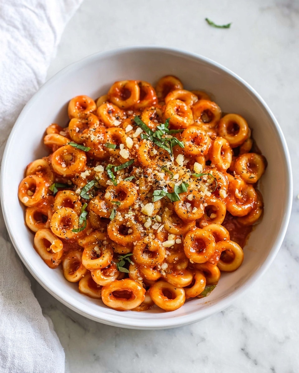 Homemade Spaghettios with Crunchy Manchego Recipe - Recipe Image
