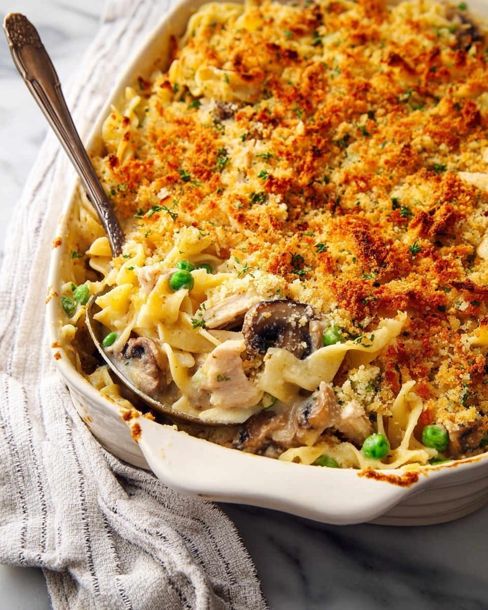 Creamy Turkey and Noodle Casserole with Parmesan Breadcrumb Topping Recipe - Recipe Image