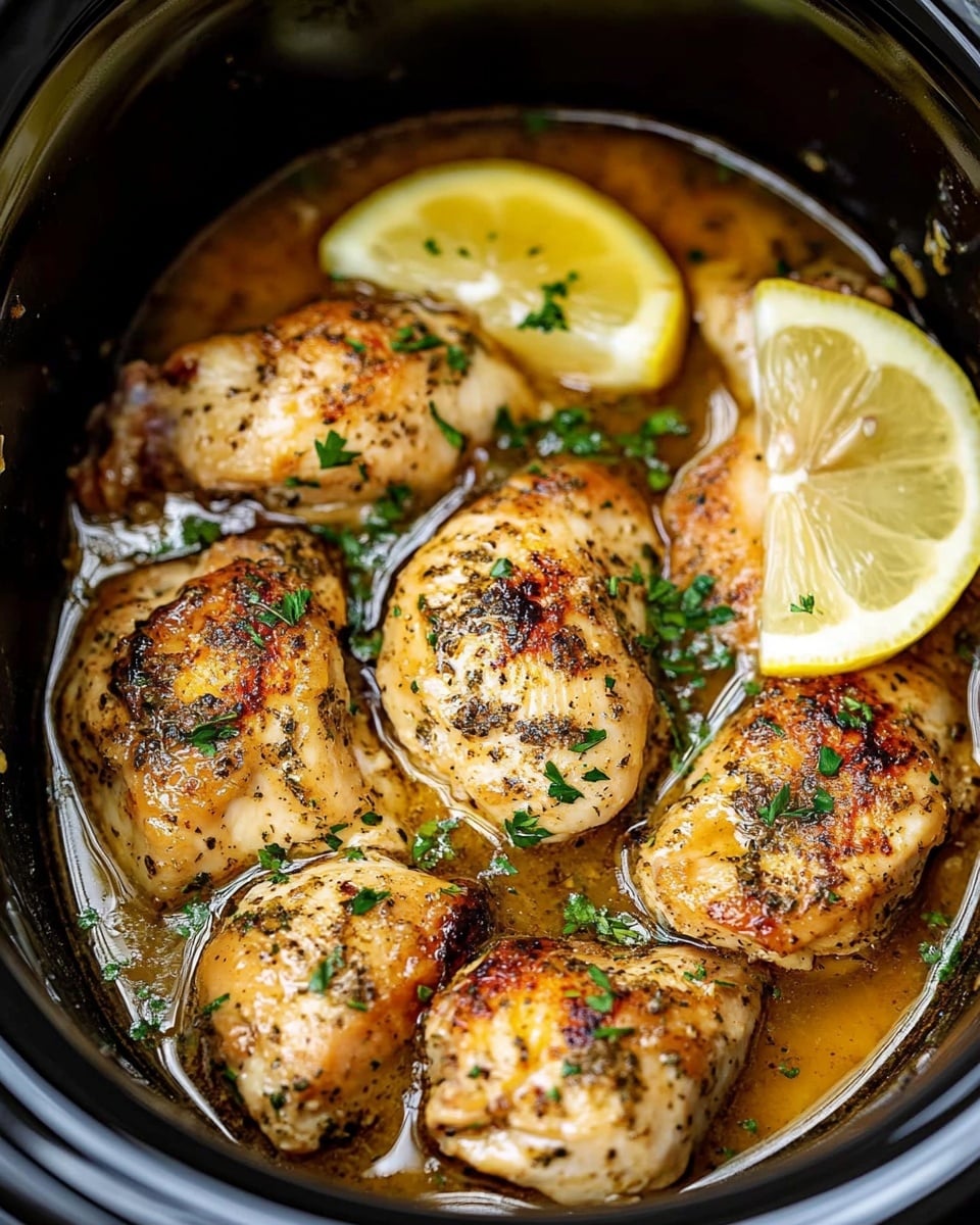 Lemon Garlic Butter Crock Pot Chicken Thighs Recipe - Recipe Image