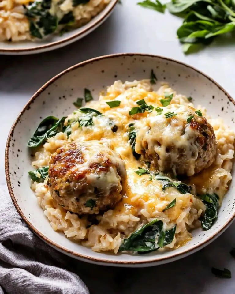 Baked Lemon Rosemary Chicken Meatballs with Creamy Orzo Recipe