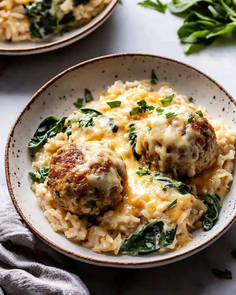 Baked Lemon Rosemary Chicken Meatballs with Creamy Orzo Recipe