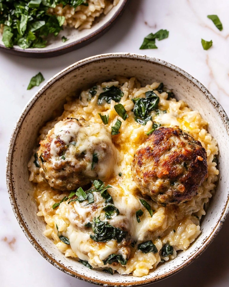 Baked Lemon Rosemary Chicken Meatballs with Creamy Orzo Recipe - Recipe Image