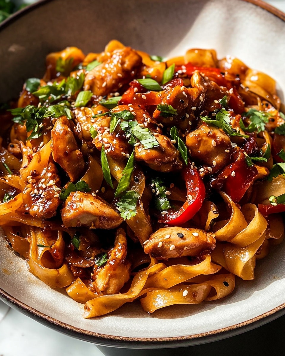 Crispy Garlic Chicken Drunken Noodles Recipe - Recipe Image