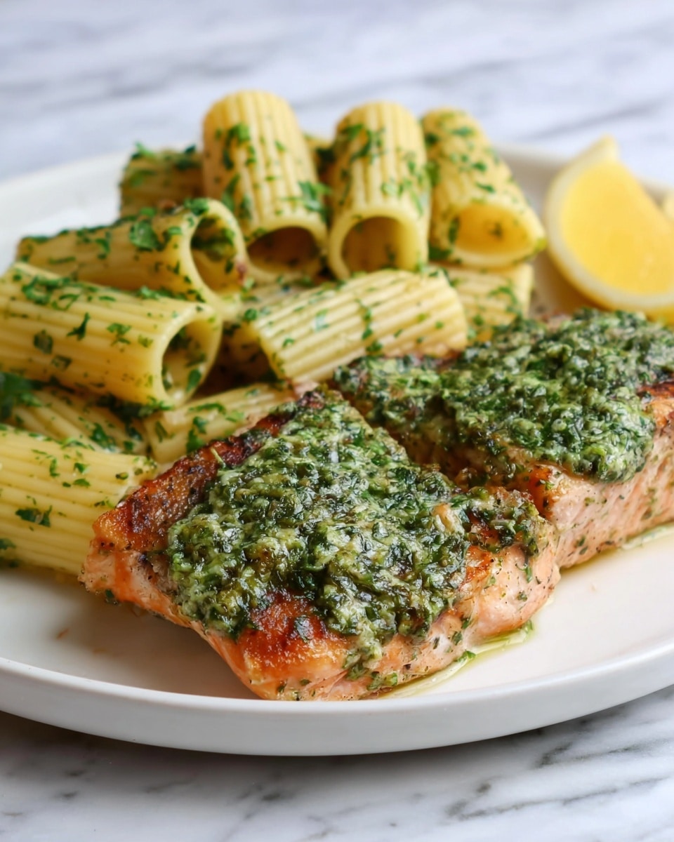 Salmon with Pesto Butter Recipe - Recipe Image