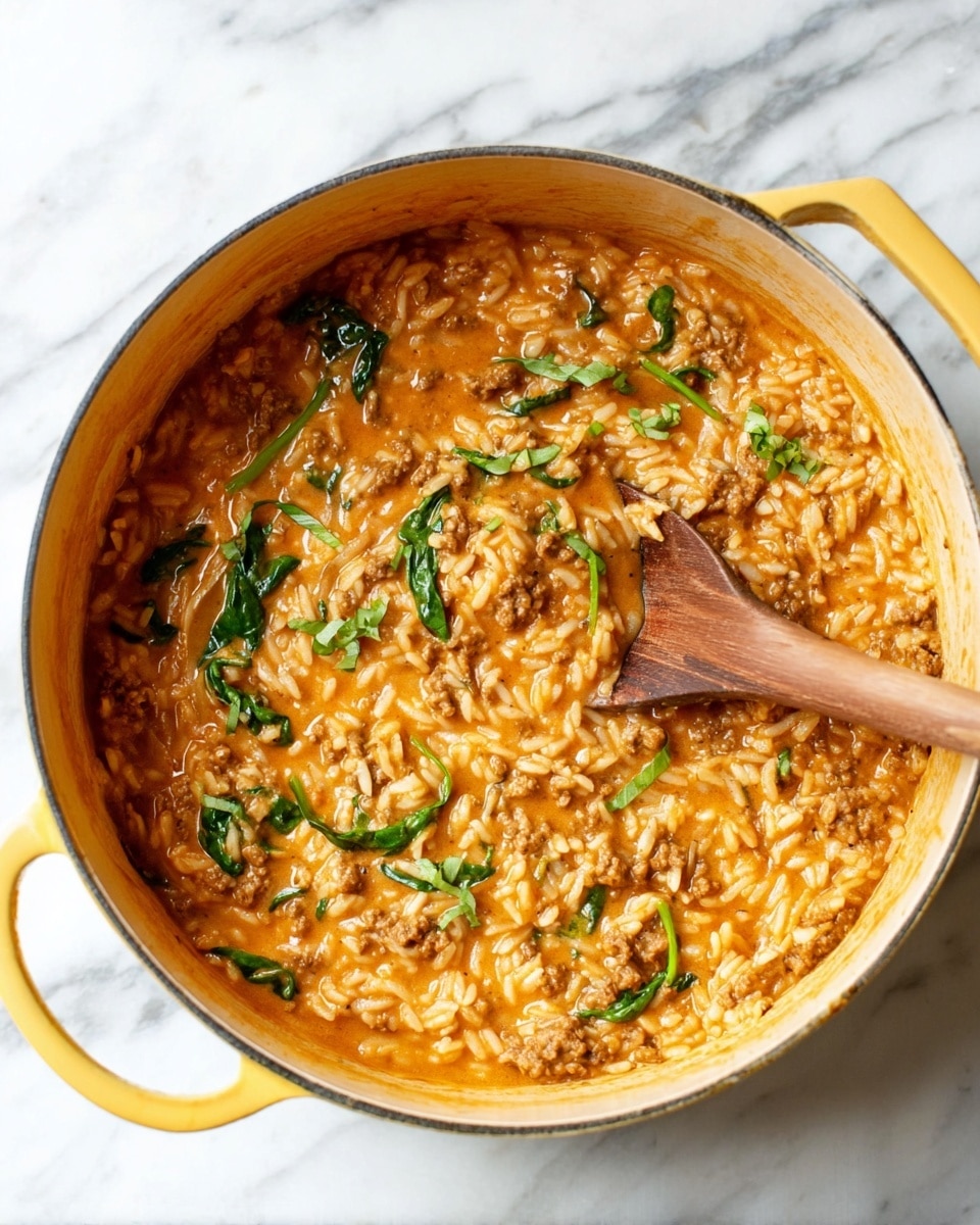 Ground Beef Orzo with Tomato Cream Sauce Recipe - Recipe Image