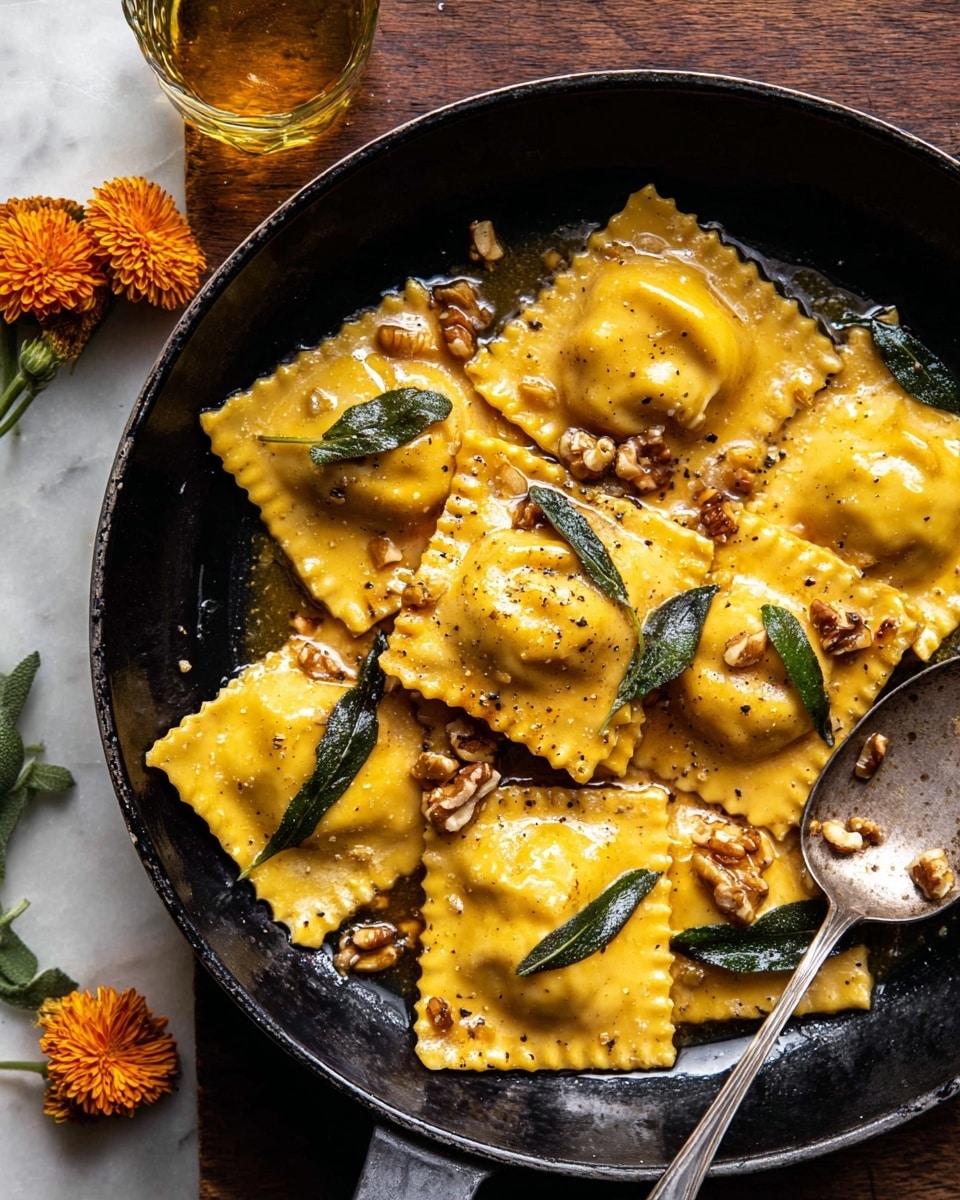 Sage Butter Pumpkin Cheese Ravioli Recipe - Recipe Image
