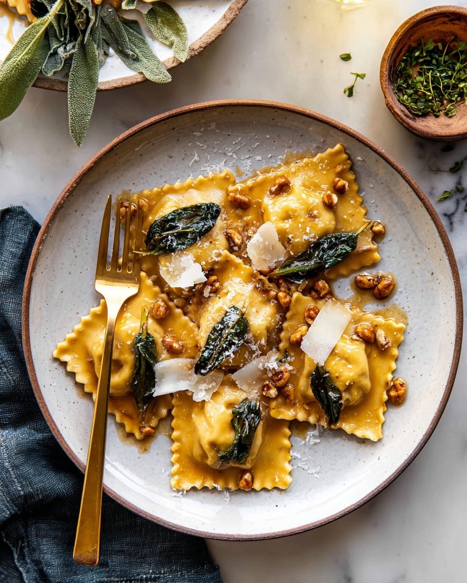 Sage Butter Pumpkin Cheese Ravioli Recipe - Recipe Image