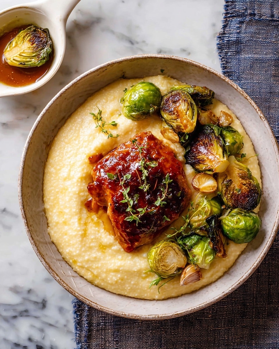 Sheet Pan Hot Honey Mustard Chicken and Crispy Brussels Sprouts Recipe - Recipe Image