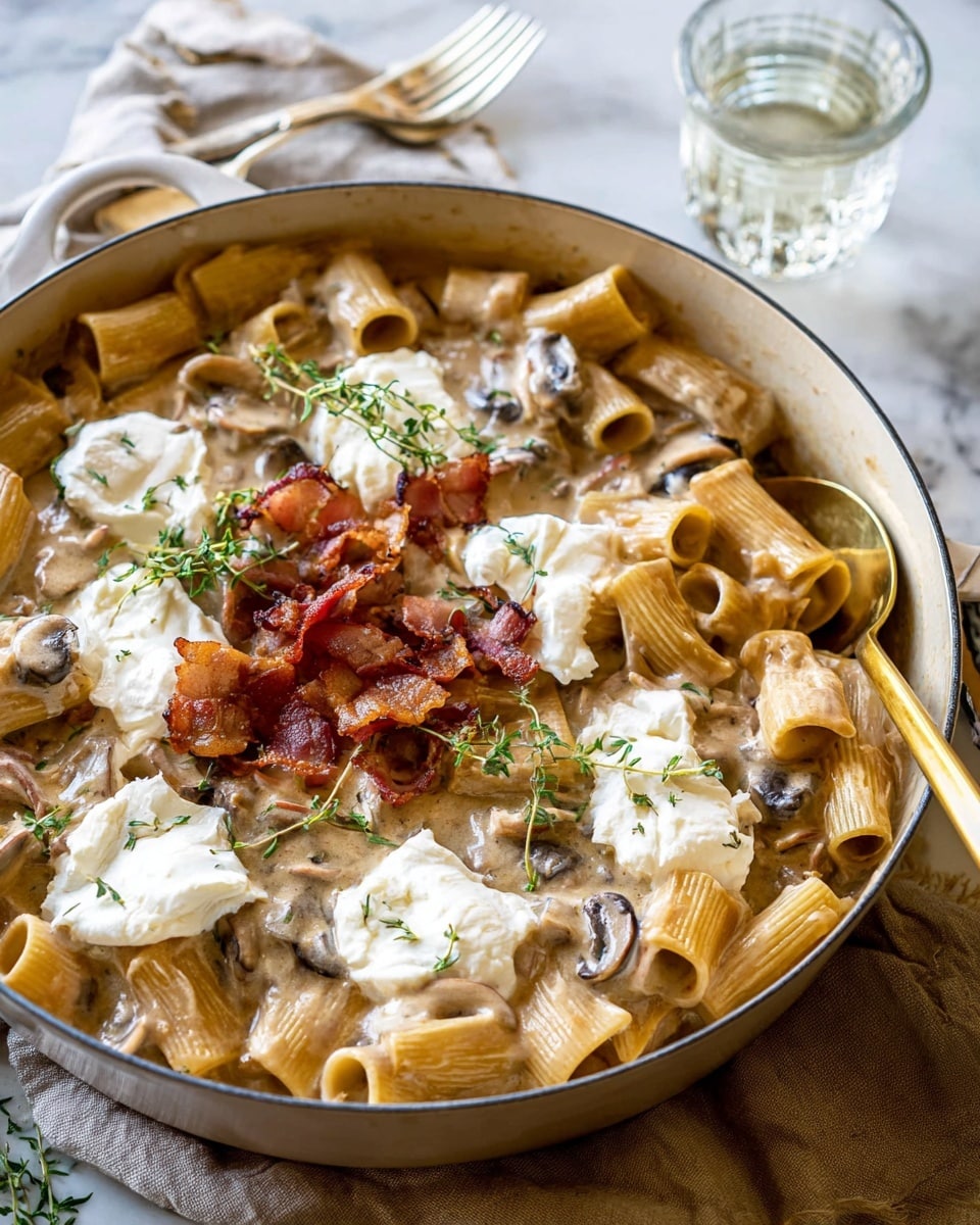 One Pot French Onion Pasta with Crispy Prosciutto Recipe - Recipe Image