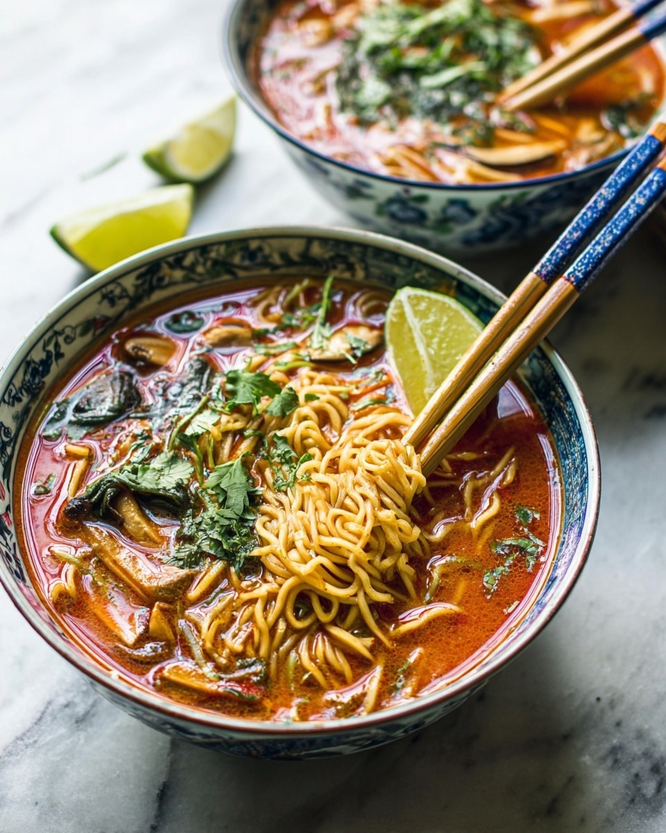 30 Minute Thai Peanut Chicken Ramen Recipe - Recipe Image