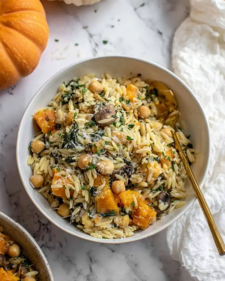 One Pot Fall Vegetable Orzo and Chickpeas Recipe