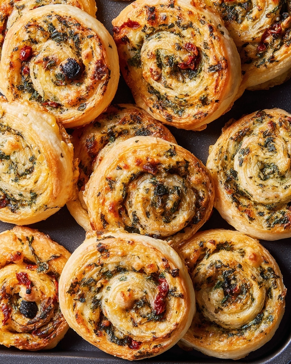 Mediterranean Spinach and Artichoke Puff Pastry Pinwheels Recipe - Recipe Image