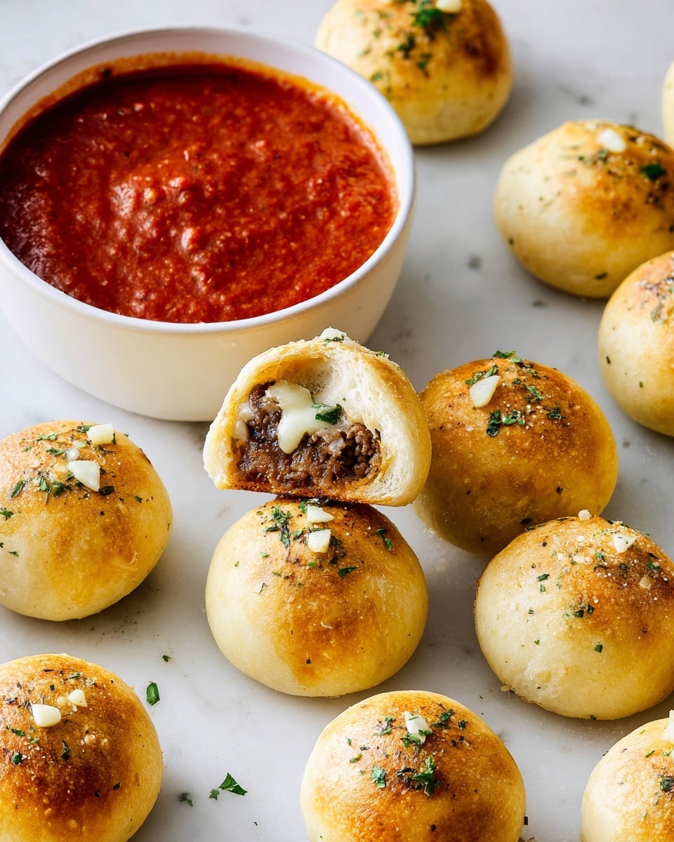 Meatball Sub Bites with Marinara Sauce Recipe - Recipe Image
